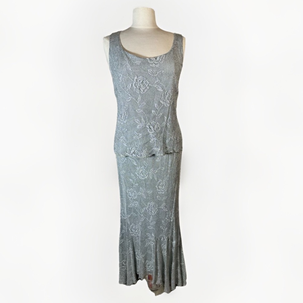 Vintage Spencer Alexis Metallic Floral Lace Skirt & Top Set- SEE DESCRIPTION